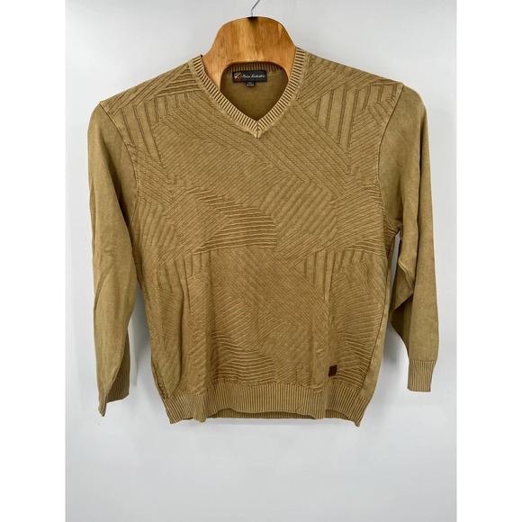 Lamborghini, Tonino Men's wheat gold v neck designer sweater Size XL - Picture 1 of 6